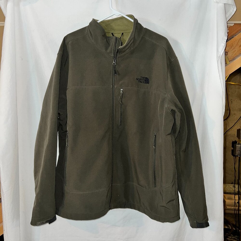 The North Face Northface Mens XXL Dark Olive Green Zip Up Jacket Fleece Lined